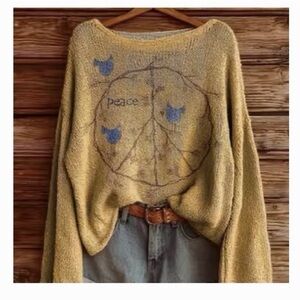Yellow Peace Sign Sweater